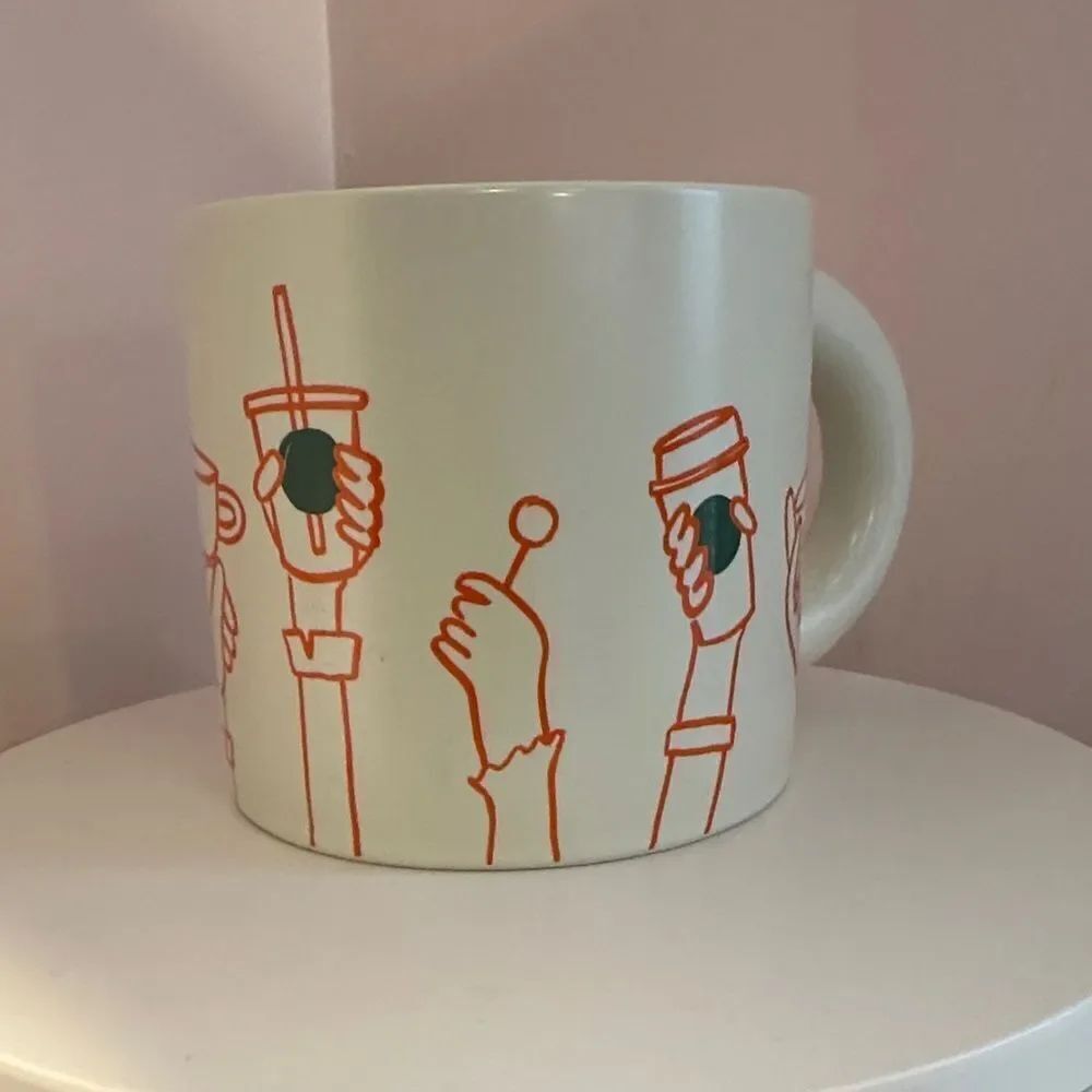 Starbucks Mug Cheers 2025 Cup with Orange and Green Cheering Hands 12 oz.
